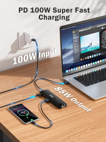 2025 upgrade Lemorele docking station USB C/A 10Gbps 3*Display- 14 in 1, USB C dock 2 HDMI adapter 4K, Ethernet, 4 USB 3.2/2.0, VGA, Type-C 3.1, PD 100W, audio, SD/TF, for Windows, MacBook