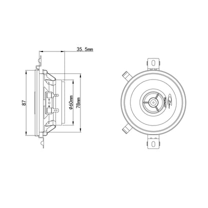Alpine SXE-0825S 9 cm (3.5 inch) 2-way coaxial speakers & JVC CS-J420X 10 cm 2-way coaxial speakers, 2 pieces.