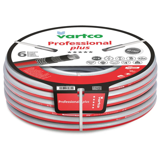 Vartco Professional Plus 6-layer Water Hose Drinking Water Hose Food Hose Torsion-Free System Garden Hose Irrigation Flexible PVC Hose UV-resistant 30 Bar (3/4'' 20m)