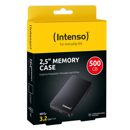 Intenso Memory Case 500 GB External Hard Drive (2.5 inch, 5400 RPM, 8 MB Cache, USB 3.0) black, 6021530