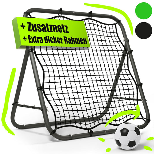 BENTSON rebounder for soccer kids and pros I Incl. spare net I Sturdy frame I Also for handball, volleyball, and basketball I rebound wall I matte black I 100x100 cm