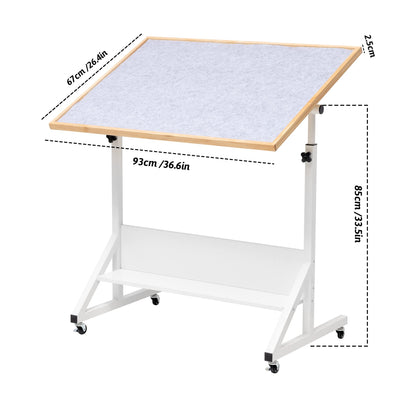 Tektalk puzzle table with angle and height adjustment, puzzle board with cover, tiltable puzzle easel with table legs, enclosed with 4 rolling wheels, for up to 1500 pieces of puzzles.