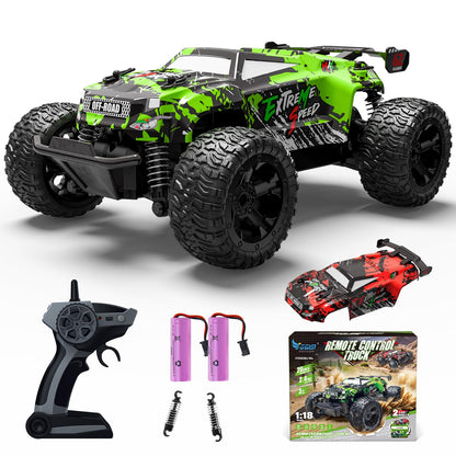 Remote-controlled car for ages 3 4 6 8 years, 1:18 Remote-controlled monster truck with body light/double shell. RC car for ages 3 4 6 8 years. Perfect gifts for boys and girls.
