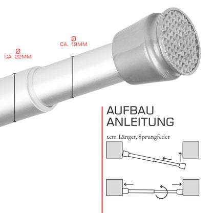bomoe shower curtain rod without drilling 115-200 cm infinitely extendable - telescopic rod for clamping black tension rod without drilling non-slip clamping rod curtain rod without drilling - Neptune