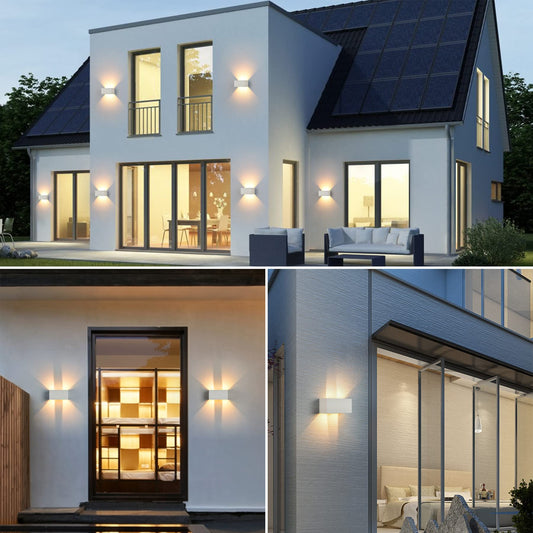 LED wall light for indoor/outdoor use with motion sensor, 24W wall lamp, IP65 waterproof outdoor wall light 3000K warm white wall lighting, modern outdoor light with adjustable up-down beam angle, white