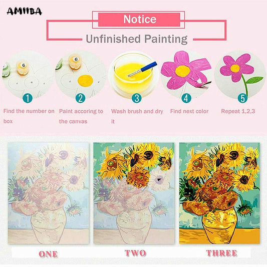 Amiiba Paint by Numbers Kits, Elephant, 16 x 20 inch, Acrylic, Paint by Numbers, DIY Wall Art (Animal, with Frame)