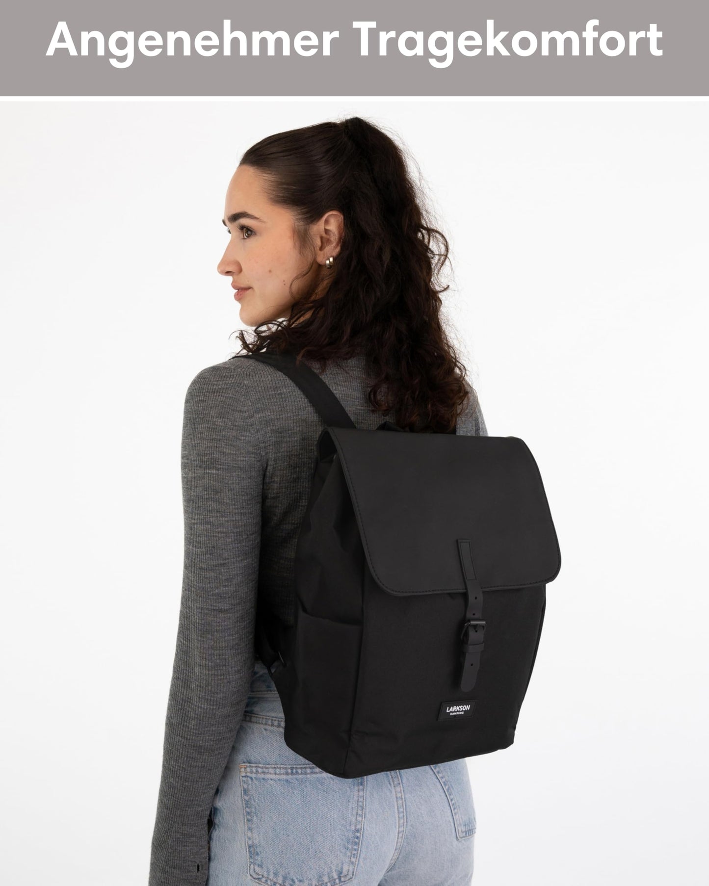 LARKSON Small Women's Backpack Mint Pattern - Ida - Small backpack for leisure, college, or city - With laptop compartment (up to 13 inches) - Elegant & sustainable - Water repellent