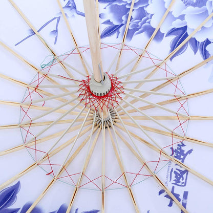 Haofy Japanese Umbrella, Flower Pattern, Oiled Paper Parasol, Art Decor, Windproof, Chinese Classical Dance Umbrella for Photography, Cosplay, Costume, Dance Performance, Wedding Prop (Blue)