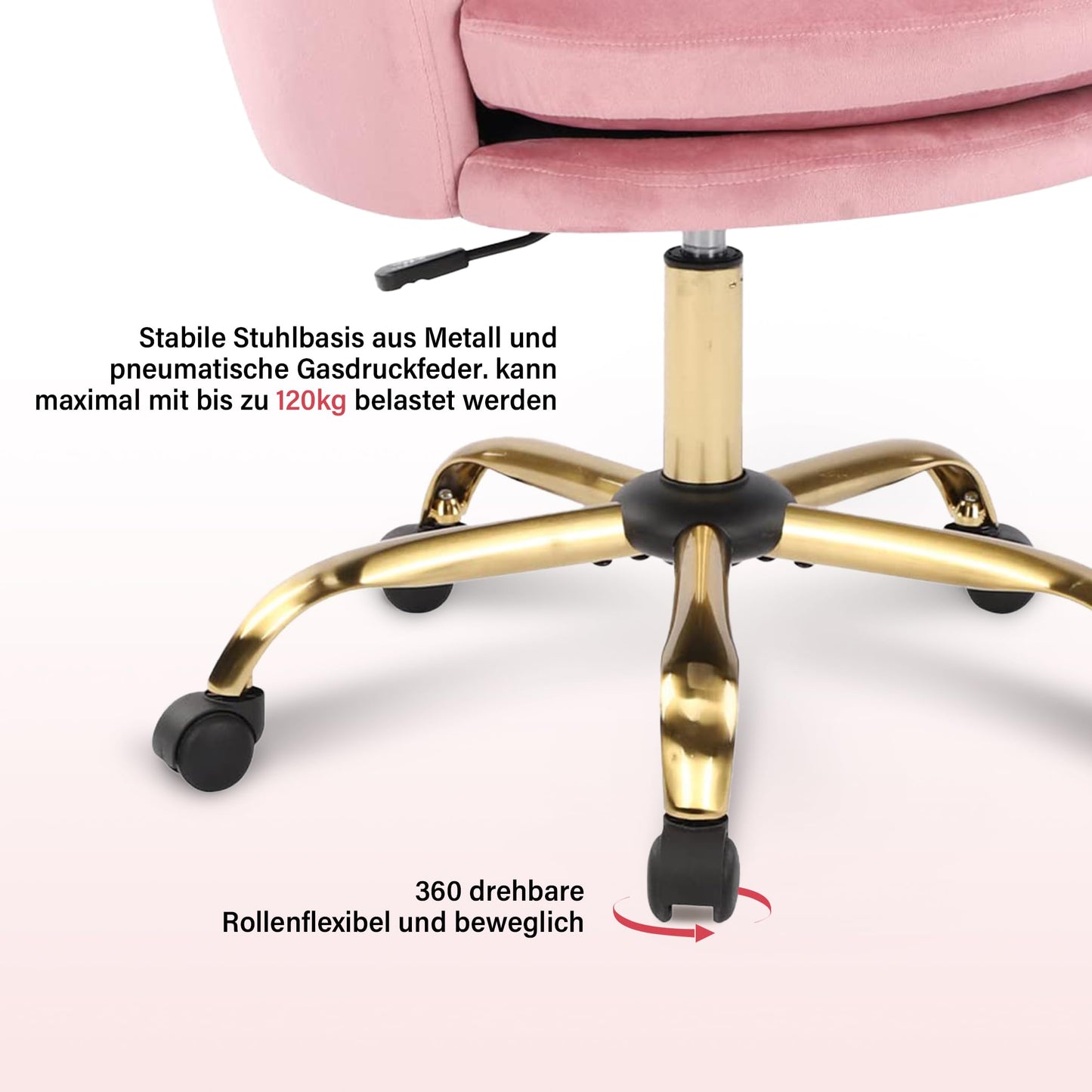 WOLMICS office chair Ergonomic,Desk chair 150kg made of velvet for Home office,Height adjustable swivel chair with padded,Vanity chair for Bedroom