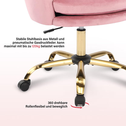 WOLMICS office chair Ergonomic,Desk chair 150kg made of velvet for Home office,Height adjustable swivel chair with padded,Vanity chair for Bedroom