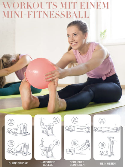 PhysKcal 75cm Pink Thick Gym Ball and 23cm Pilates Ball Set, Anti Burst Gym Ball, Anti-Slip Exercise Ball, Balance Ball, Yoga Ball for Home, Gym, and Office.