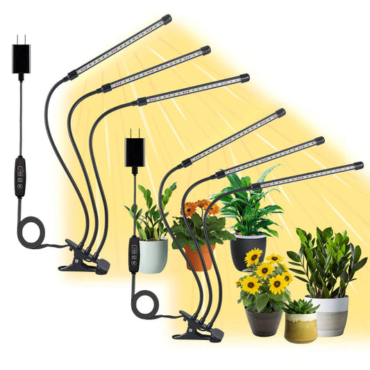 JINHONGTO 2-Pack Plant Lamp, 3-Head Plant Lamp LED Full Spectrum, Plant Light with Timer Auto ON/OFF, 3 Modes & 10 Dimming Levels.