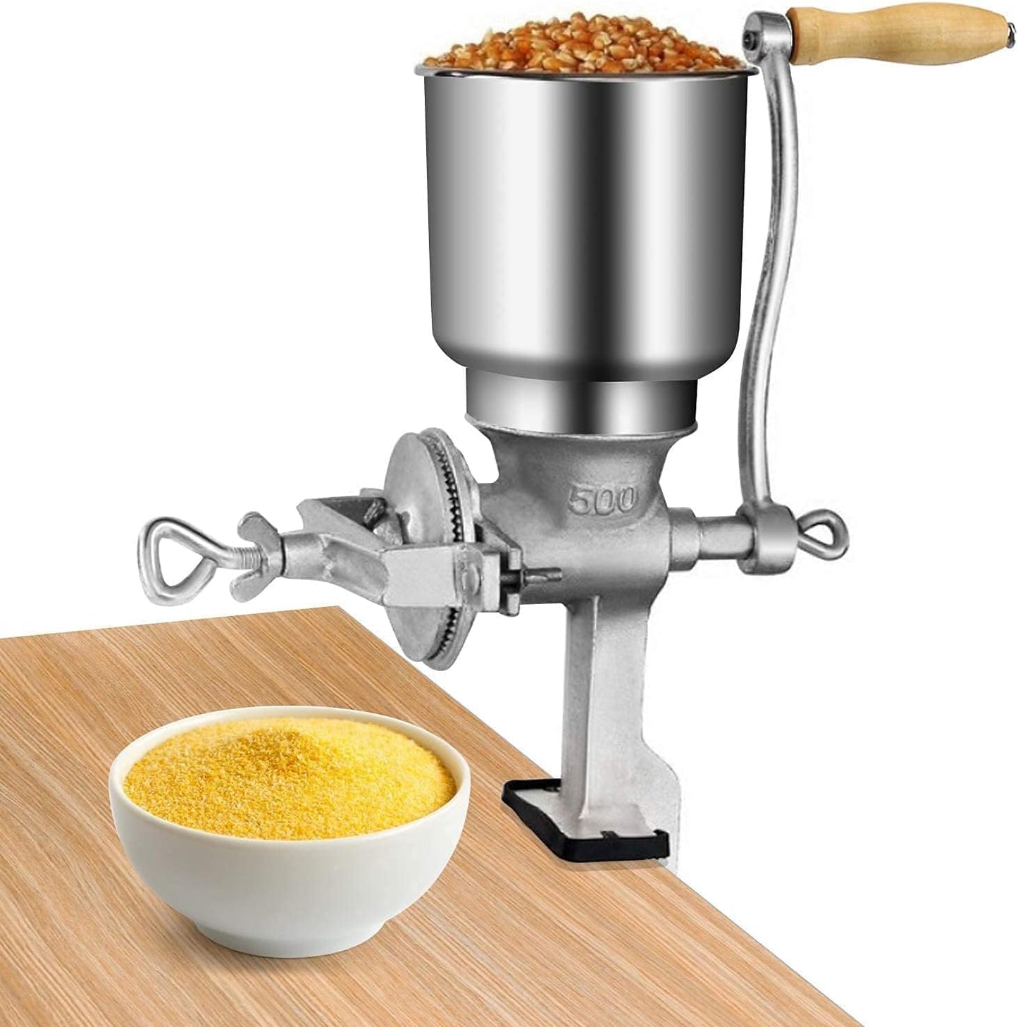 GOTOTOP Manual Grain Grinder, Grain Mill Machine Manual Coffee Grinders Corn Mill Manual Grain Mill with Hopper for Rice Coconut Peppercorns Nuts