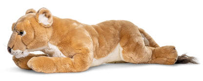 Uni-Toys - Lioness, lying down - 78 cm (length) - Plush wild animal, lion - Plush toy, cuddly toy
