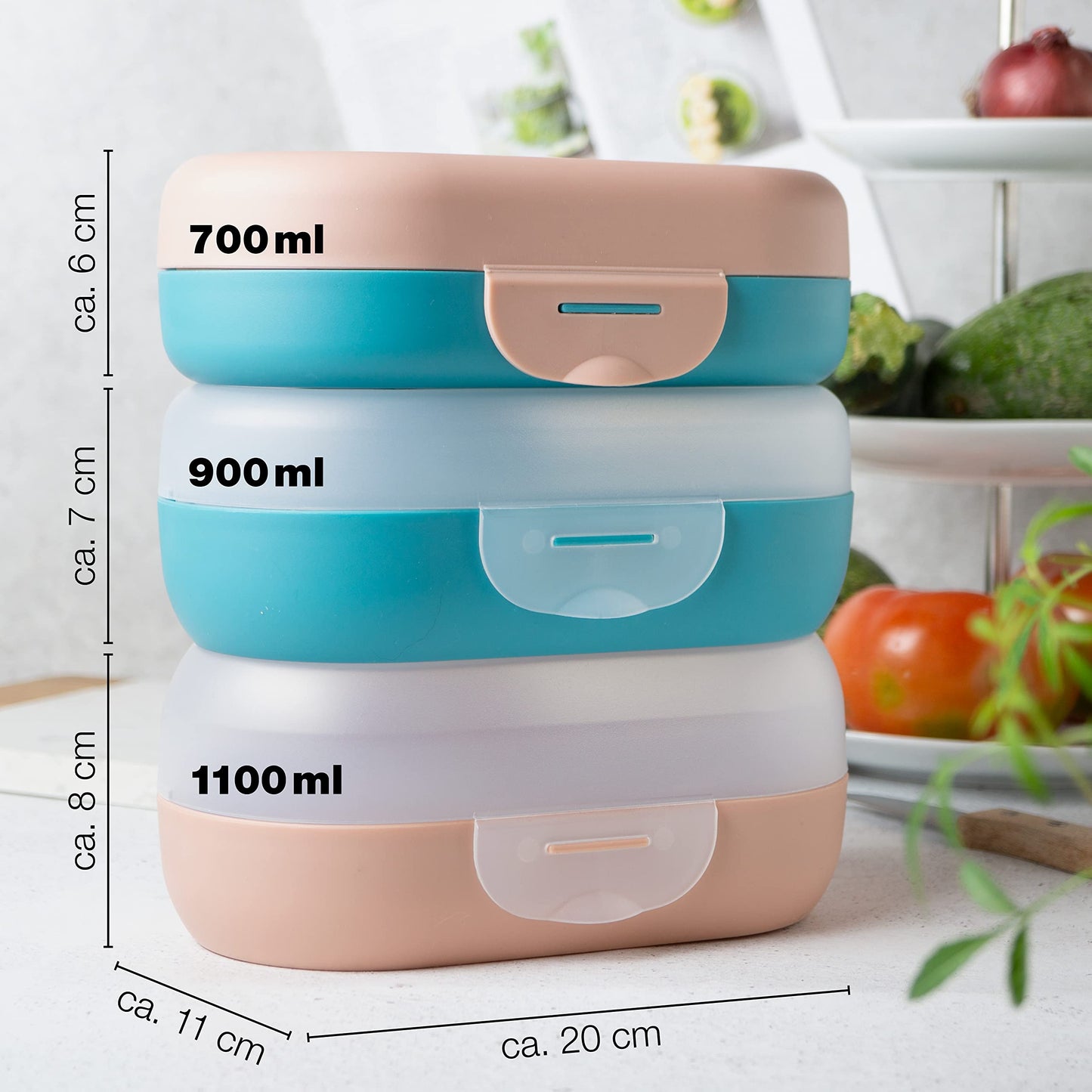 Moritz & Moritz 3x Lunchbox for Kids with Compartments - Mix & Match Children's Lunchbox - Colorful Kids' Bento Box