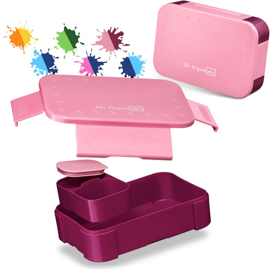 My Vesperbox - Mini Lite - Bento Box for Kids - Lunchbox - extremely durable - ideal for kindergarten and school (Pink-Purple)