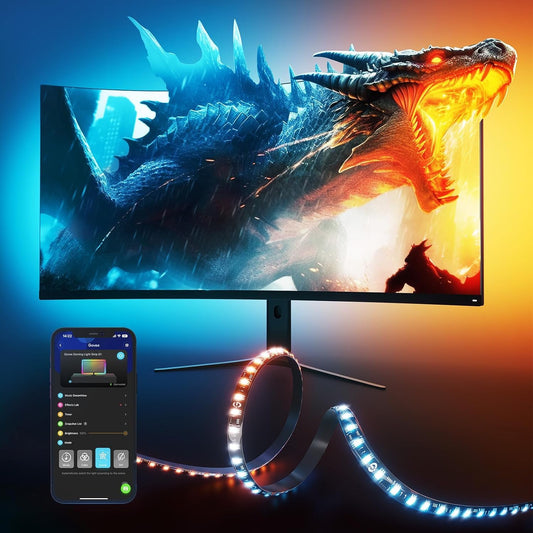 Govee Gaming Light for Monitor G1, TV LED Backlight for 27-34 inch TV or PC, Smart RGBIC Wi-Fi TV Backlight, Double Beads with 123 Scene Modes, App Control, Compatible with Alexa