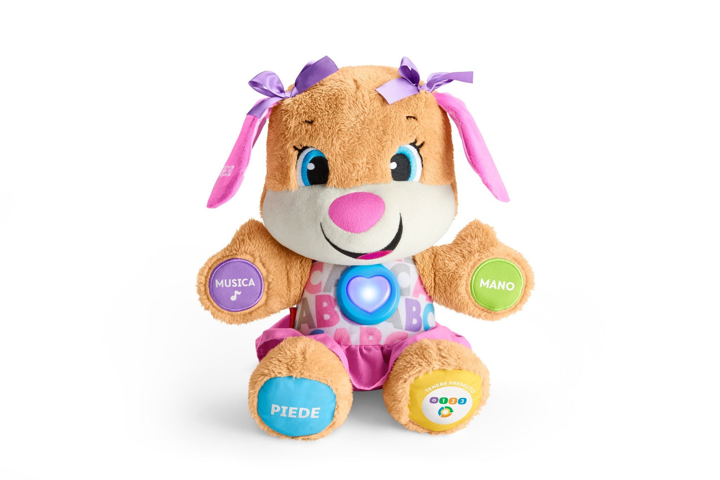 Fisher-Price Laugh & Learn Smart Stages Puppy| Talking, Singing Stuffed Animal| Baby Toy 6 Months+| Interactive Toy Dog| Educational Toy Baby Gift Girls & Boys, Version: Italian, FPP54