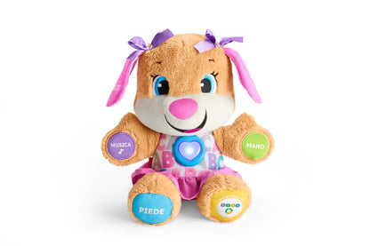 Fisher-Price Laugh & Learn Smart Stages Puppy| Talking, Singing Stuffed Animal| Baby Toy 6 Months+| Interactive Toy Dog| Educational Toy Baby Gift Girls & Boys, Version: Italian, FPP54