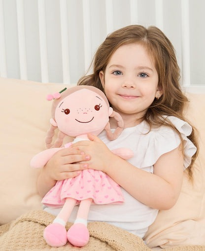 GAGAKU 40 cm Soft Fabric Doll, Guardian Angel Dolls, Baptism Gift for Baby Girls, Plush Toy, Lucky Charm for Children aged 3-5 Years (40cm Cherry Girl)