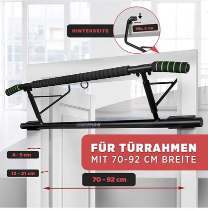 POWERFUL-X Pull-Up Bar Door Frame - versatile fitness bar - no assembly required - Pull-up bar supports up to 200kg - Ideal for beginners & advanced users.
