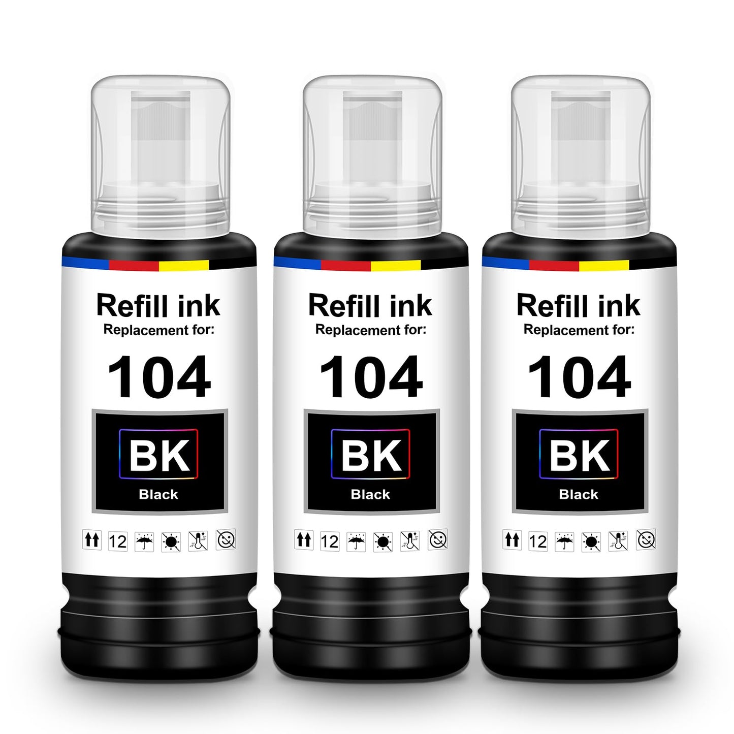 UniPlus Ink E104 Compatible for Epson E104 Multipack Black Printer Cartridges ET-2870 ET-2820 ET-4800 ET-1810 Compatible for Epson Ecotank ET-2826 ET-4810 ET-2810 ET-2814 ET-2840 ET-2720 ET-2825
