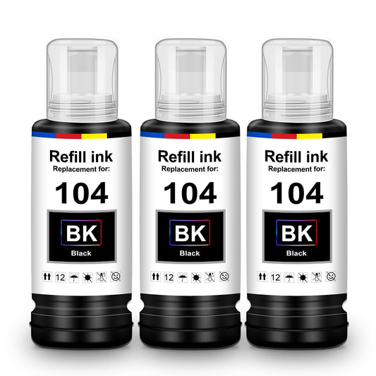 UniPlus Ink E104 Compatible for Epson E104 Multipack Black Printer Cartridges ET-2870 ET-2820 ET-4800 ET-1810 Compatible for Epson Ecotank ET-2826 ET-4810 ET-2810 ET-2814 ET-2840 ET-2720 ET-2825