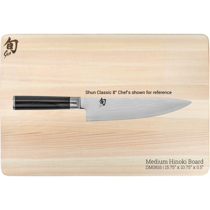 KAI Shun Cutting Board Hinoki, Size M - Japanese Cypress - Dimensions 40.5 x 27.5 x 1.35 cm Cutting Surface Wooden Board for Cutting