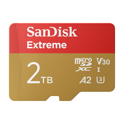 SanDisk Extreme microSDXC UHS-I Memory Card 2TB + SD Adapter, (For smartphones, action cameras, or drones, transfer speeds up to 240 MB/s, 4K UHD) RescuePRO Deluxe, UHS-I, U3, V30