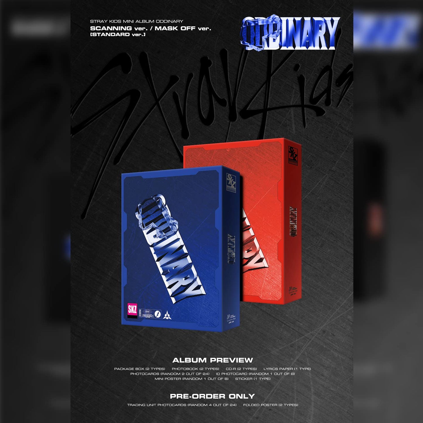 STRAY KIDS - Mini Album [ODDINARY] (SCANNING Ver.) Package Box + Photobook + CD-R + Lyrics Paper + Photocards + ID Photocard + Mini Poster + Sticker + 1 Pocket Hand Mirror