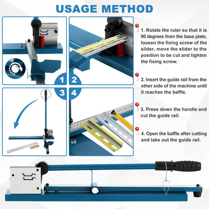MXBAOHENG DIN Rail Cutter Double Hole Rail Cutting Machine with Ruler for cutting Steel/Aluminum Rail (blue)