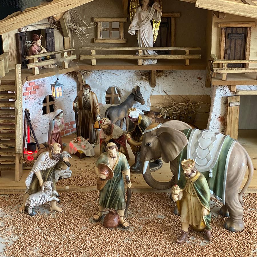 2X FADED Fountain, with pump/Height: 19cm/Hand-painted/detailed nativity figures - Christmas table decoration nativity accessory
