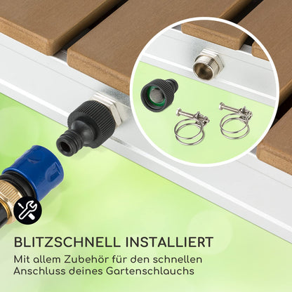 Blumfeldt Mobile Garden Shower, outdoor shower for the garden, floor shower with 4m fountain height, floor garden shower with wood look for pool & sauna, outdoor shower waterproof, frost- & UV-resistant.