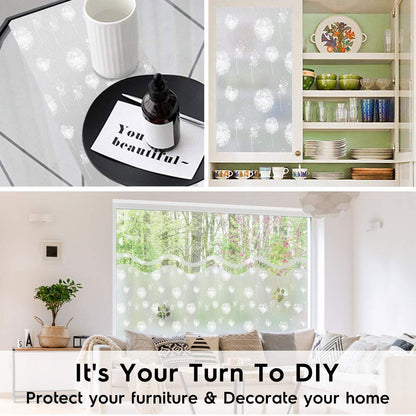 Homein window film privacy film window frosted film dandelion static cling film decorative film window pictures privacy from outside sun protection film for bathroom kitchen office 90 x 400 cm
