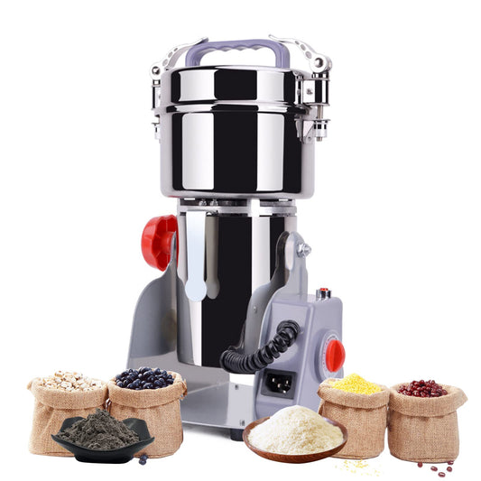 800g Electric Grain Mill, 2400W Grain Grinder Dry, Stainless Steel Machine Mill with Overload Protection & Open-Cover-Stop for Herbs/Grains/Spices