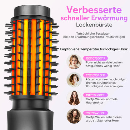 Wireless curling iron brush, 2024 NEW Portable travel curling iron mini brush for women, 7000 mAh USB rechargeable curling iron brush with negative ions, black.