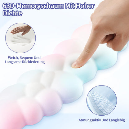 Sushret Cloud Wrist Rest Keyboard, Ergonomic Cloud Wrist Rest Keyboard with PU Leather Memory Foam, Cute Cloud Wrist Rest Pad for PC/Gaming/Arm Handpad/Computer - Rainbow