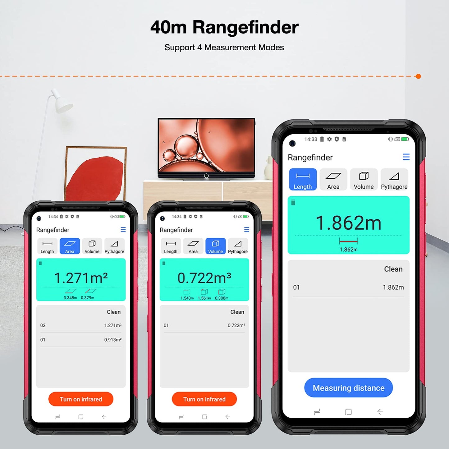 DOOGEE S97 PRO outdoor smartphone with 40m laser rangefinder, 8GB+128GB, 8500mAh battery (wireless charging), 6.39" UHD display, IP68, NFC/GPS, Android 11. Available in red. No contract required.
