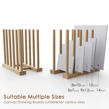 UNZERO Art Storage Rack, wooden storage stand for canvas boards, panels, frames, drawing boards, prints, paper pads, backing board (8.3" D x 15" W x 13.7" H)