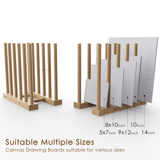 UNZERO Art Storage Rack, wooden storage stand for canvas boards, panels, frames, drawing boards, prints, paper pads, backing board (8.3" D x 15" W x 13.7" H)