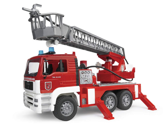 Brother 02771 - Man TGA Fire Engine with turntable ladder, water pump & light & sound module - 1:16 emergency vehicle, fire truck, emergency call, fire-fighting vehicle, toy.