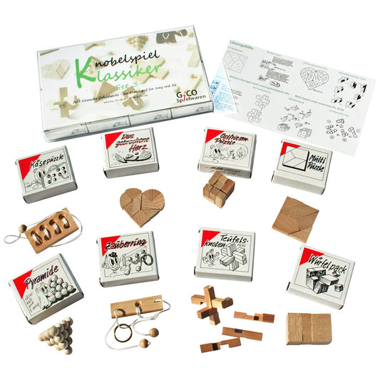 Puzzle game classic sets - 8 skill games in gift packaging - incl. solution (Set 3)