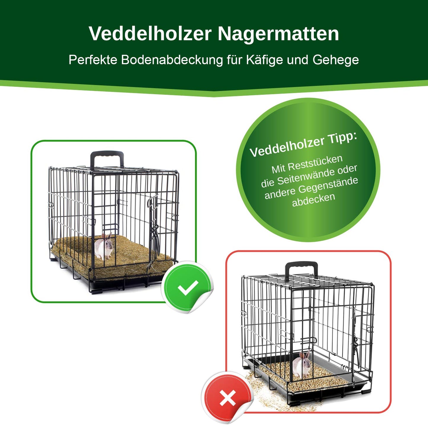 Veddelholzer 3 hemp mats for rodent rabbit cages & enclosures of guinea pigs hamsters Rodent carpet made of hemp as an accessory cages hideaways & sleeping areas for small animals rabbit hutch bunny hutch