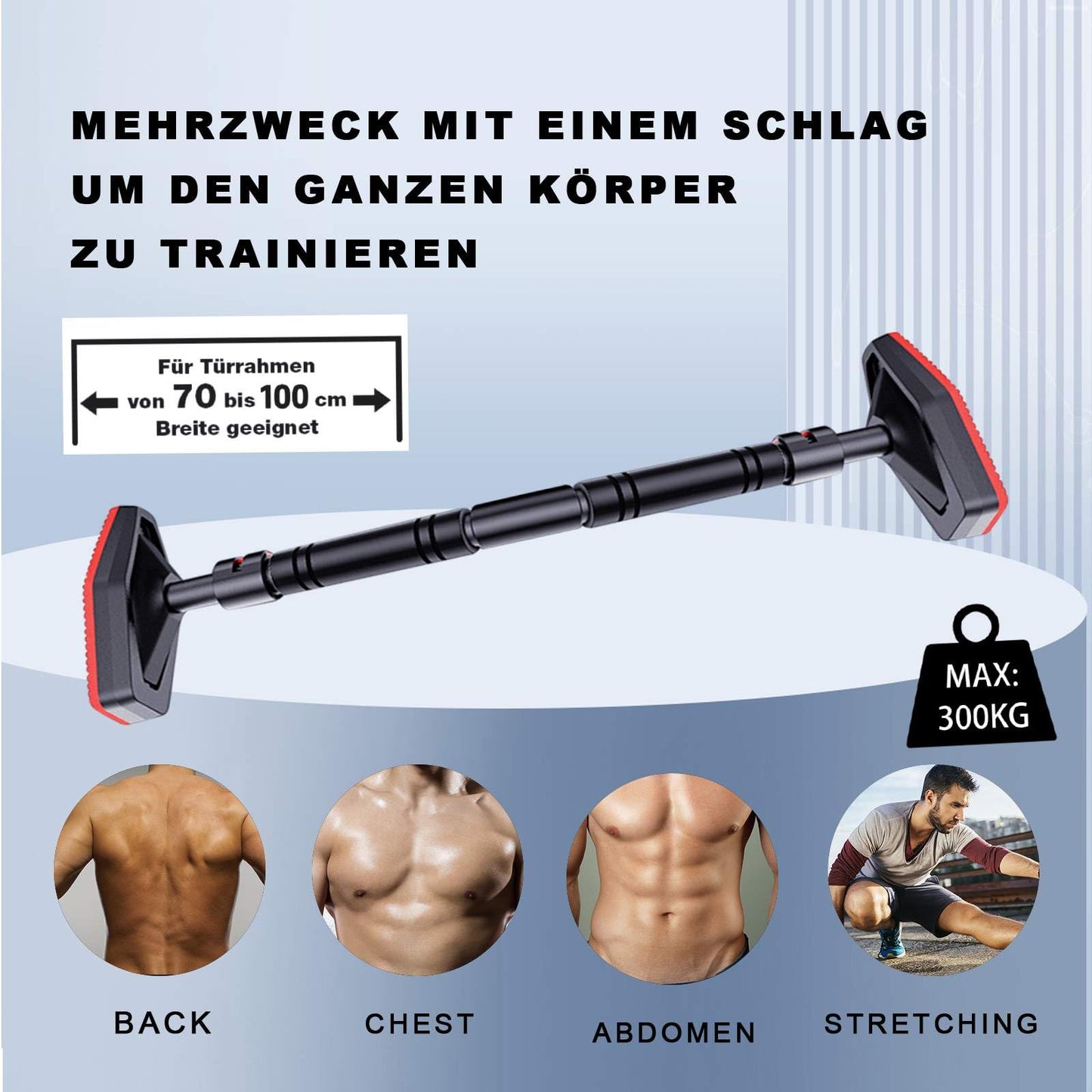 Bzavor pull-up bar for door frame 70-100cm set up quickly without screws no slipping pull-up bar with capacity for up to 300kg fitness equipment for home