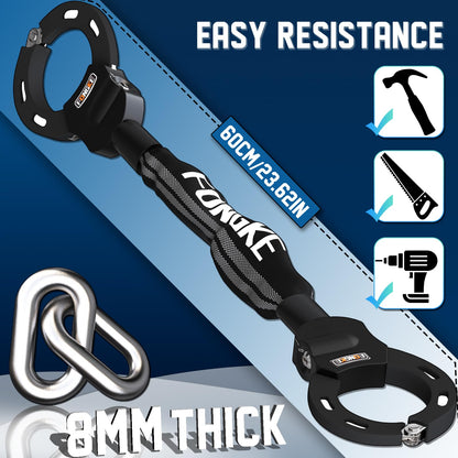 E scooter lock, 8mm thick chain lock, portability lock for e scooter, handcuff lock, 60cm high security bike lock.