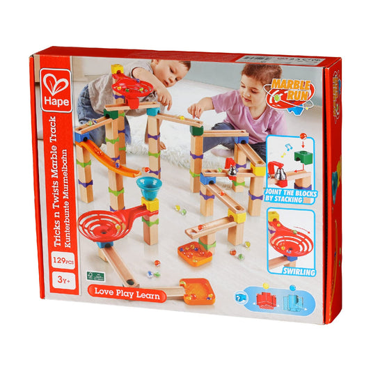 Hape Marble Run, construction toy made of FSC wood, ball track for ages 3 and up, $110.