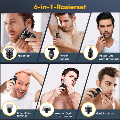 7D Electric Shaver for Men, Bald Head Shaver Electric - 6 in 1 Head Shaver for Men with Bald Head IPX7 Waterproof Beard Nose Hair Trimmer Grooming Kit - Wet & Dry Head Shaver Bald Head.
