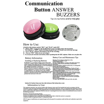 BFYDOAA 10x Voice Recording Buttons for Dogs, Communication Buttons, Record-Reply Buzzer, 30-sec Recording & Playback, for Kids, Learning Game, Pet Training