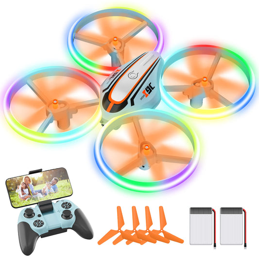 i9C Drone with HD Camera for Kids, Mini Drone with Colorful LED Lights, RC Quadcopter with Headless Mode, Flight Path, Toy Gifts for Boys Girls Beginners