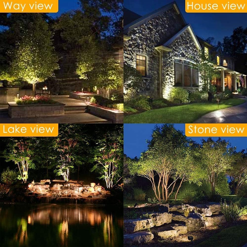 30M garden spotlight LED ground spike Waterproof 6-pack garden lighting with power IP65 Waterproof garden spots LED outdoor garden lamp 3000K Warm White COB garden light Ideal for outdoor garden lawn garden path